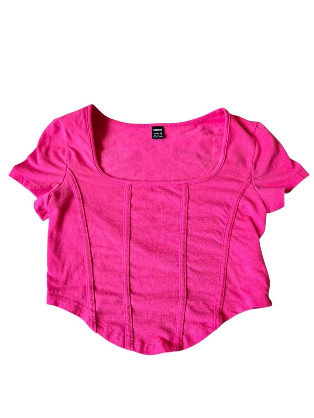 Women’s Corset Top Shein Pink Square Neck Shirt Size XS Cropped